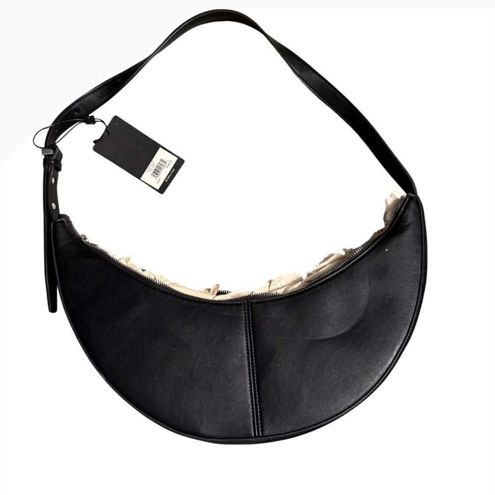 New with tags! BCBG Black Crescent Shoulder Bag Faux Leather NWT Half Moon Purse